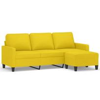vidaXL Trivietė sofa su pakoja, šviesiai geltona, 180cm, audinys