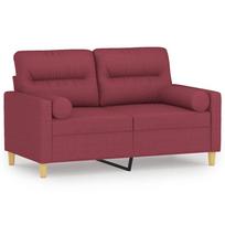 vidaXL Dvivietė sofa su pagalvėlėmis, raudonojo vyno, 120cm, audinys