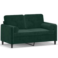 vidaXL Dvivietė sofa su pagalvėlėmis, tamsiai žalia, 120cm, aksomas