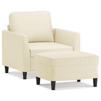 vidaXL Krėslas su pakoja, kreminės spalvos, 60cm, dirbtinė oda