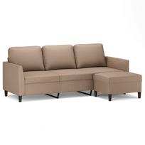 vidaXL Trivietė sofa su pakoja, kapučino spalvos, 180cm, dirbtinė oda