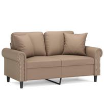 vidaXL Dvivietė sofa su pagalvėlėmis, kapučino, 120cm, dirbtinė oda