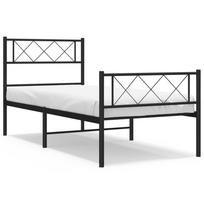 vidaXL Lovos rėmas su galvūgaliu/kojūgaliu, juodas, 75x190cm, metalas