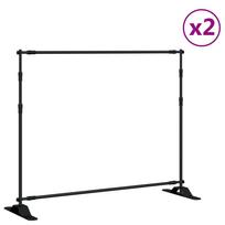 vidaXL Fono laikikliai, 2vnt., juodos spalvos, 254x243cm, plienas