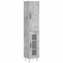 vidaXL Komoda, betono pilkos spalvos, 34,5x34x180cm, apdirbta mediena