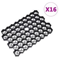 vidaXL Žolės-vejos koriai, 16vnt., juodi, 60x40x3cm, plastikas