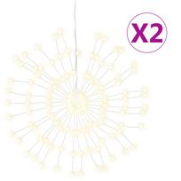 vidaXL Kalėdiniai šviestuvai fejerverkai, 2vnt., šilti balti, 140 LED