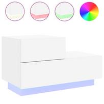 vidaXL Naktinė spintelė su LED lemputėmis, balta, 70x36x40,5cm