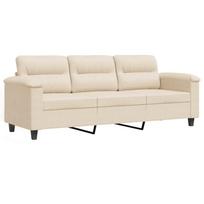 vidaXL Trivietė sofa, smėlio spalvos, 180cm, mikropluošto audinys