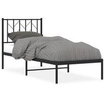 vidaXL Metalinis lovos rėmas su galvūgaliu, juodos spalvos, 75x190cm