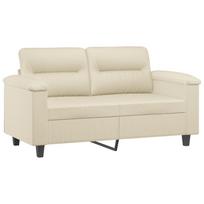 vidaXL Dvivietė sofa, kreminės spalvos, 120cm, dirbtinė oda