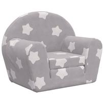 vidaXL Vaikiška sofa-lova, pilka, minkštas pliušas, su žvaigždėmis