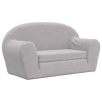 vidaXL Vaikiška dvivietė sofa-lova, šviesiai pilka, minkštas pliušas