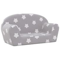 vidaXL Vaikiška dvivietė sofa, pilka, minkštas pliušas, su žvaigždėmis