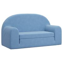 vidaXL Vaikiška dvivietė sofa-lova, mėlynos spalvos, minkštas pliušas