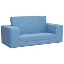 vidaXL Vaikiška dvivietė sofa-lova, mėlynos spalvos, minkštas pliušas