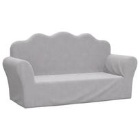 vidaXL Vaikiška dvivietė sofa, šviesiai pilka, minkštas pliušas