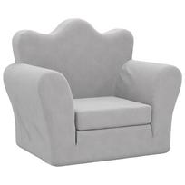vidaXL Vaikiška sofa-lova, šviesiai pilkos spalvos, minkštas pliušas