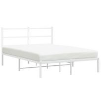 vidaXL Metalinis lovos rėmas su galvūgaliu, baltos spalvos, 140x190cm