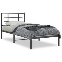 vidaXL Metalinis lovos rėmas su galvūgaliu, juodos spalvos, 90x190cm