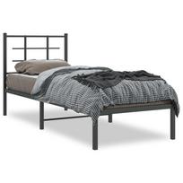 vidaXL Metalinis lovos rėmas su galvūgaliu, juodos spalvos, 75x190cm