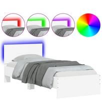 vidaXL Lovos rėmas su galvūgaliu ir LED lemputėmis, baltas, 75x190cm