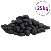vidaXL Poliruoti akmenukai, juodos spalvos, 25kg, 2–5cm
