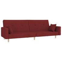 vidaXL Dvivietė sofa-lova su dvejomis pagalvėmis, vyno, audinys