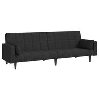 vidaXL Dvivietė sofa-lova su dvejomis pagalvėmis, juoda, audinys