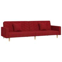 vidaXL Dvivietė sofa-lova su dvejomis pagalvėmis, vyno, audinys