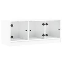 vidaXL TV spintelė su stiklinėmis durelėmis, balta, 102x37x42cm
