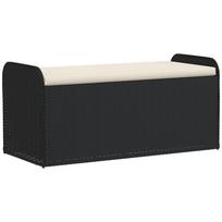 vidaXL Suoliukas-daiktadėžė, juodas, 115x51x52cm, poliratanas