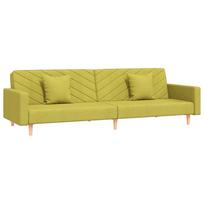 vidaXL Dvivietė sofa-lova su dvejomis pagalvėmis, žalia, audinys