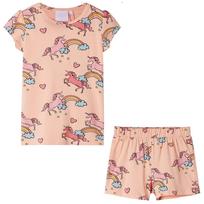 vidaXL Vaikiška pižama trumpomis rankovėmis, šviesiai oranžinė, 128 dydžio