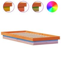 vidaXL LED lovos rėmas, vaško rudas, 90x190cm, pušies medienos masyvas