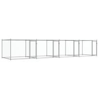 vidaXL Narvas šunims su durimis, pilkas, 8x2x1,5m, plienas