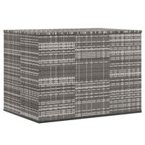 vidaXL Sodo dėžė pagalvėlėms, pilka, 145x100x103cm, PE ratanas