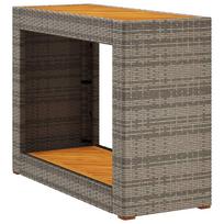 vidaXL Stalas su mediniu stalviršiu, pilkas, 100x40x75cm, poliratanas