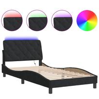 vidaXL Lovos rėmas su LED be čiužinio, juodos spalvos, 100x200cm, aksomas