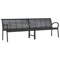 vidaXL Dvigubas sodo suoliukas, juodos spalvos, 231cm, plienas ir WPC