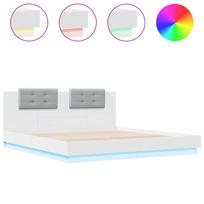 vidaXL Lovos rėmas su galvūgaliu ir LED, baltos spalvos, 180x200cm