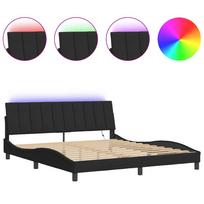 vidaXL Lovos rėmas su LED be čiužinio, Hanko, juodos spalvos, 180x200cm, aksomas