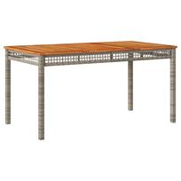 vidaXL Sodo stalas, pilkas, 140x80x75cm, poliratanas ir akacija