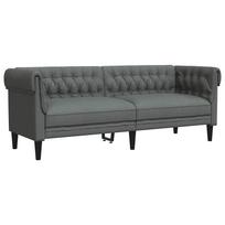 vidaXL Trivietė chesterfield sofa, tamsiai pilkos spalvos, audinys