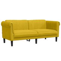 vidaXL Dvivietė sofa, geltonos spalvos, aksomas