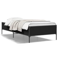 vidaXL Lovos rėmas, juodas, 90x190cm, apdirbta mediena ir metalas