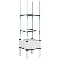 vidaXL Sodo lovelis su treliažu, baltos spalvos, 40x40x142,5cm, PP