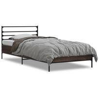 vidaXL Lovos rėmas, rudas ąžuolo, 90x190cm, apdirbta mediena/metalas