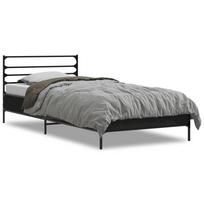 vidaXL Lovos rėmas, juodas, 90x190cm, apdirbta mediena ir metalas