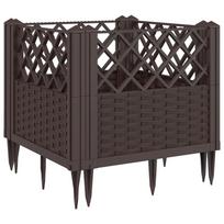 vidaXL Sodo lovelis su kuoliukais, rudas, 43,5x43,5x43,5cm, PP